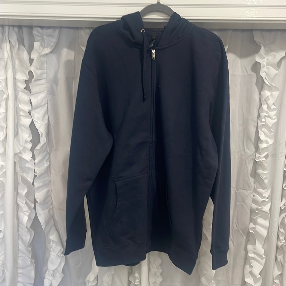2XL Navy Blue Zip-Up Hoodie by district new sweatshirt
